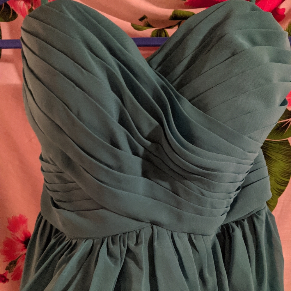 Teal Floor Length Chiffon Size 6 Prom Sweetheart